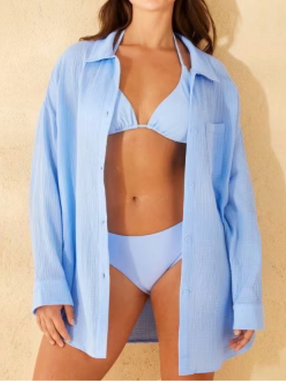 Shade & Shore Gauze Cover Up Shirtdress Blue Cotton Long Sleeve
Medium 
NWT
